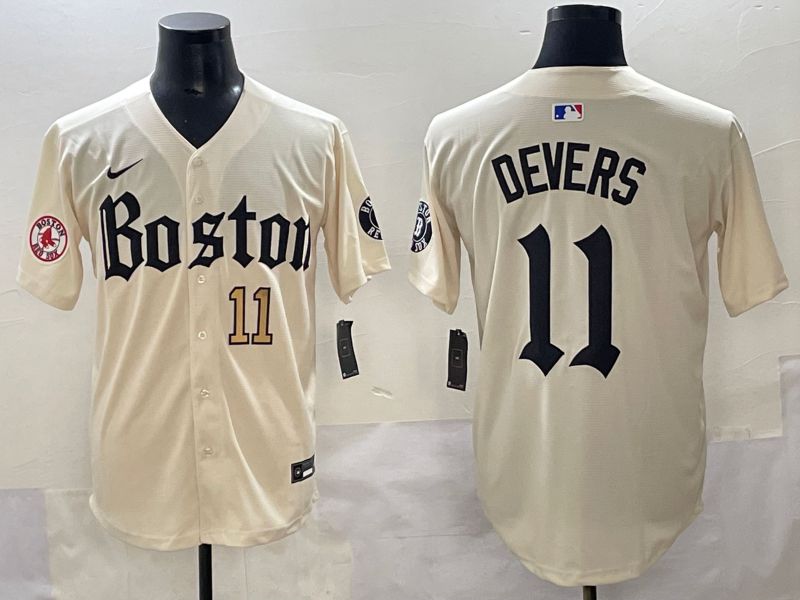 Men 2025 Boston Red Sox #11 Devers Cream Five generations Joint Name Nike MLB Jersey style 4->boston red sox->MLB Jersey